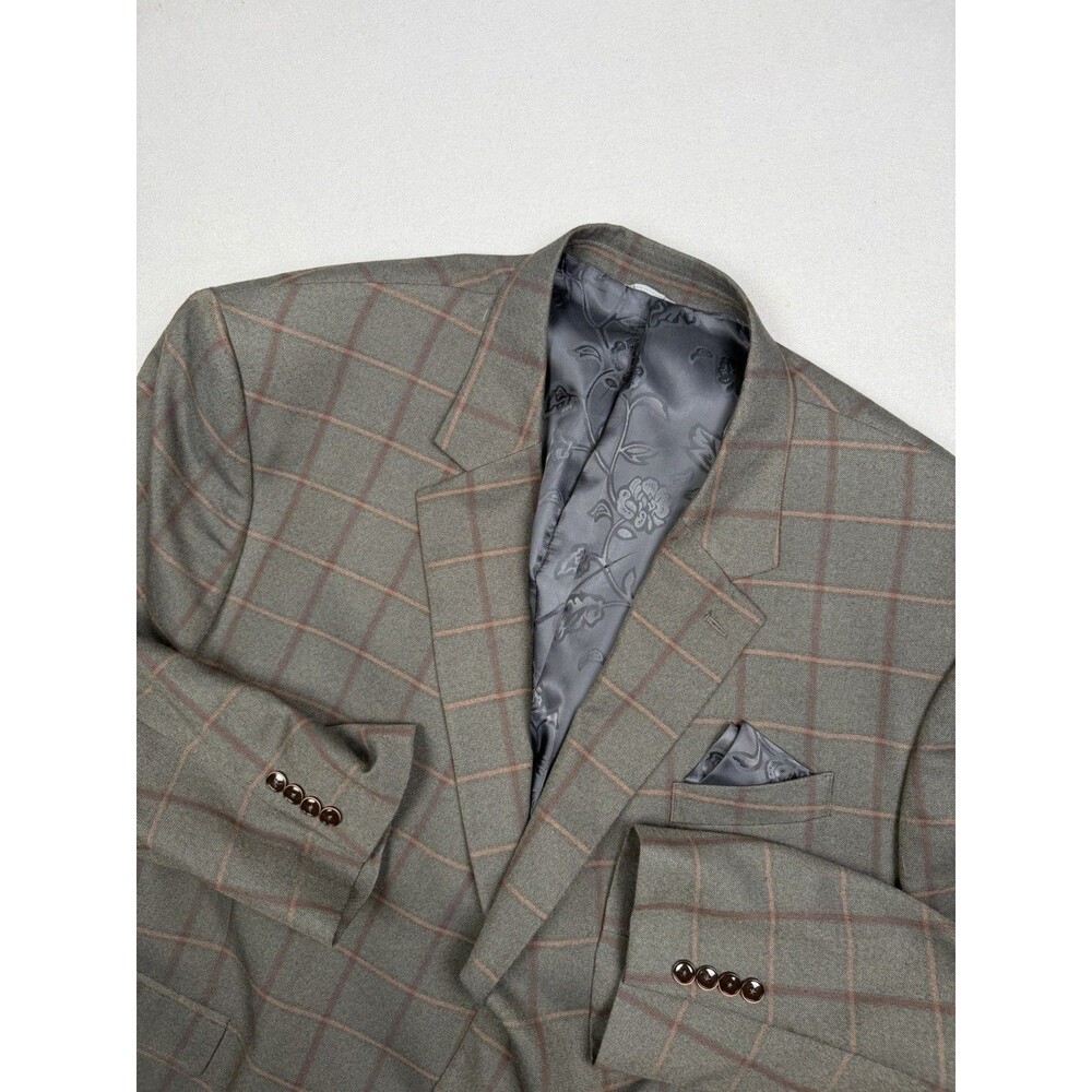 Oak Hill Sport Coat Mens 4XL (58/60) Dark Green Check Two Button Jacket Blazer